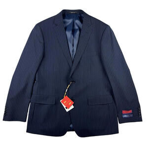 Mantoni Super Fine Wool Blazer Jacket Striped Navy Black Size US 42 R